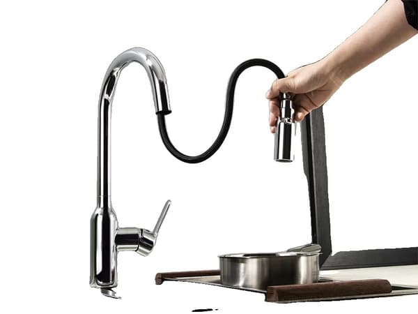 Køkken Utrækkelig Vandhane, Messingmateriale, Håndtagskontrol,Chrome
