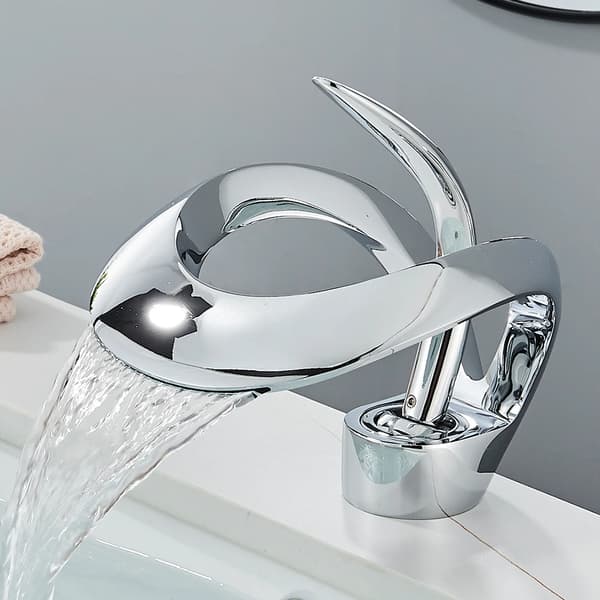 Vandfaldsbeholderarmatur, Enkelt håndtag design, Holdbar messingkonstruktion,Chrome