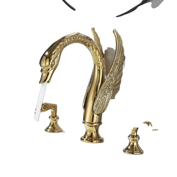 Badeværelsesarmatur, Elegant Svane Design, Dobbelt Håndtag Kontrol,Gylden