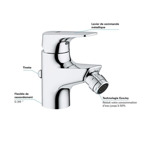 Engrepps bidéblandare - GROHE - Start Flow - Höjd under pipen 46 mm - Vattensparande - Krom