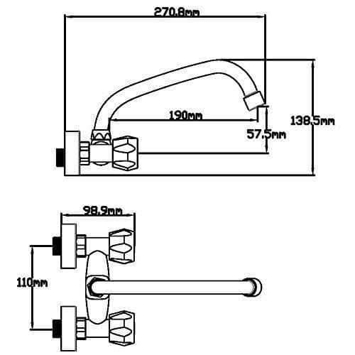DP Bath Sauco - Väggmonterad köksblandare 11cm, förkromad - BC110