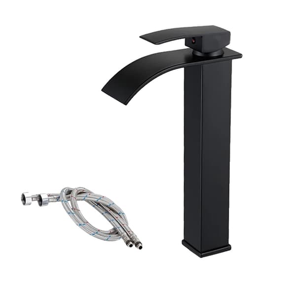 Vandfaldsbasinarmatur, Moderne Stil, Enkelt håndtag Design,Black-A-Tall in Danish is "Sort-A-Høj".