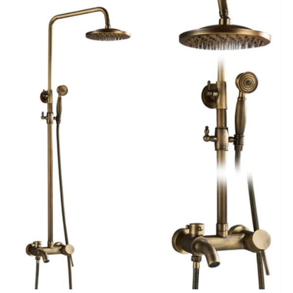Badeværelse Brusearmatur, Antik Messing Finish, Dobbelt Håndtag Design,Antik Messing A1