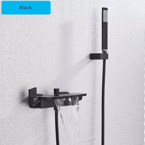 Messinkinen seinälle asennettava hana, kaksikahvainen ohjaus, keraaminen venttiilijydin,Matta musta