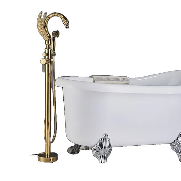 Nnekjcag Luksus Svane Badekar Vandhane, Enkelt Håndtag Design, Poleret Finish,Guld A