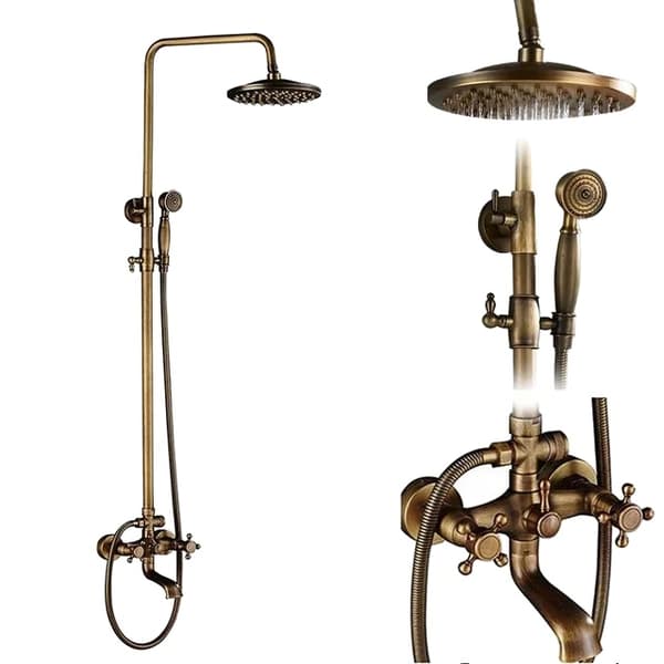 Badeværelse Brusearmatur, Antik Messing Finish, Dobbelt Håndtag Design,Antik Messing C1