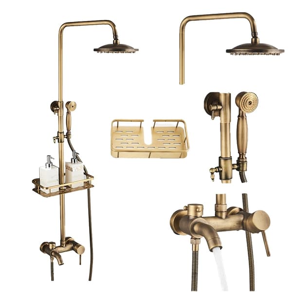 Badeværelse Brusearmatur, Antik Messing Finish, Dobbelt Håndtag Design,Antik Messing A2