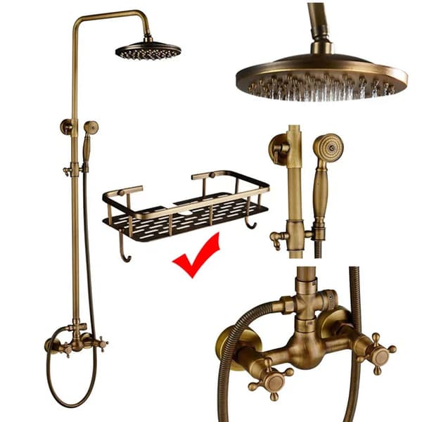 Badeværelse Brusearmatur, Antik Messing Finish, Dobbelt Håndtag Design,Antik Messing B2
