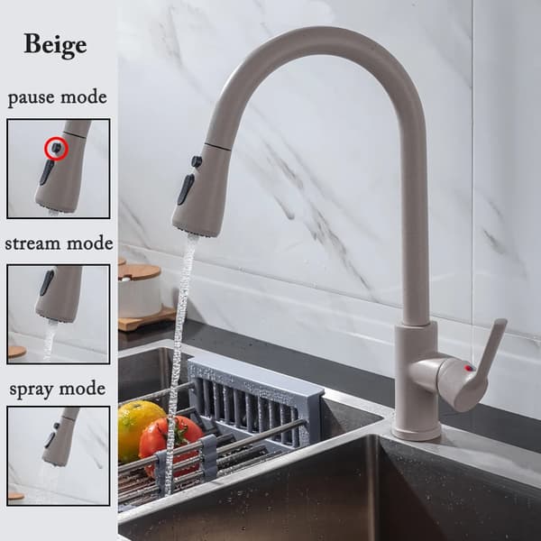 Utrækbar køkkenarmatur, alsidige spraytilstande, rustfrit stål konstruktion,CF04043YMWM Beige