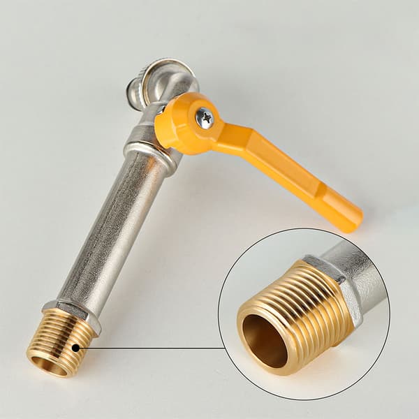 INF Forlenget messing hagekran med gult aluminiumshåndtak