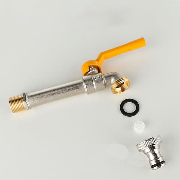 INF Forlenget messing hagekran med gult aluminiumshåndtak