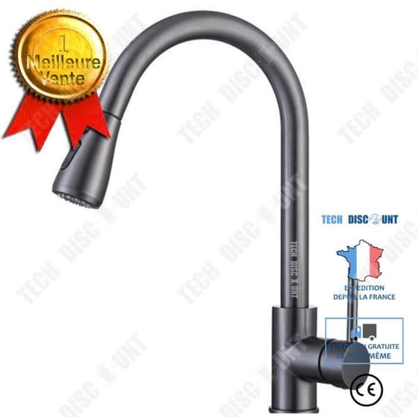 TD® North American Gun Grå Rostfritt stål Pull-Down kran med en-knapps vattenavstängning Pull-Down kran