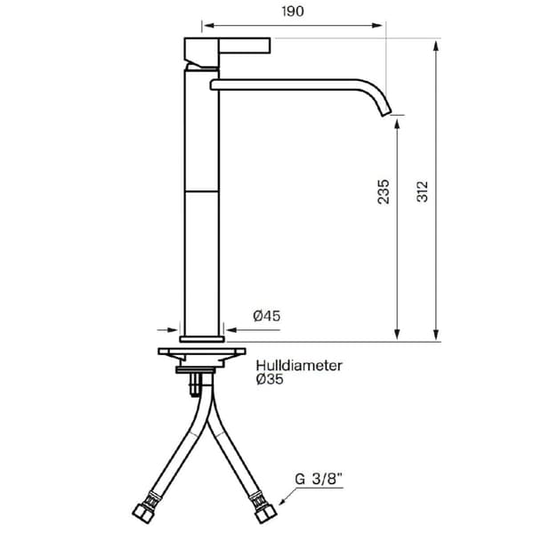 Tapwell ARM081 Høy Servantbatteri H312mm