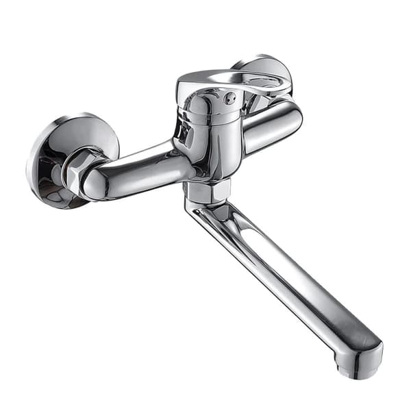 Köksblandare, Väggmonterad Design, Hållbar Messingkonstruktion,Silver