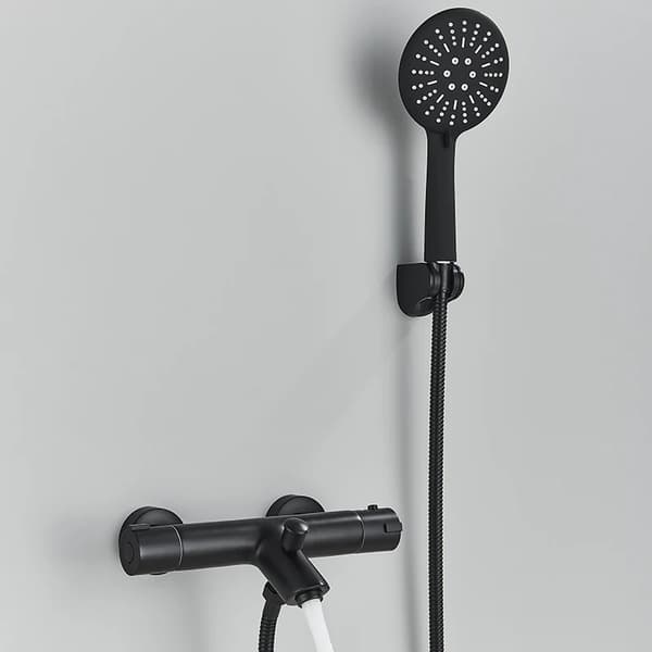 Termostatisk Badkran, Enhandsgrepp Design, Modern Stil,mattsvart C