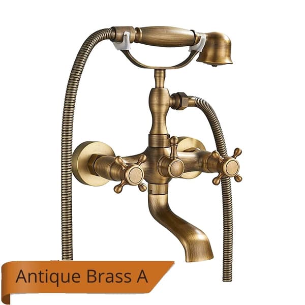 Antik Brass Kylpyammeen Suihkusekoitin, Kaksoiskytkinohjaus, Käsisuihku,Antiikkipronssi A