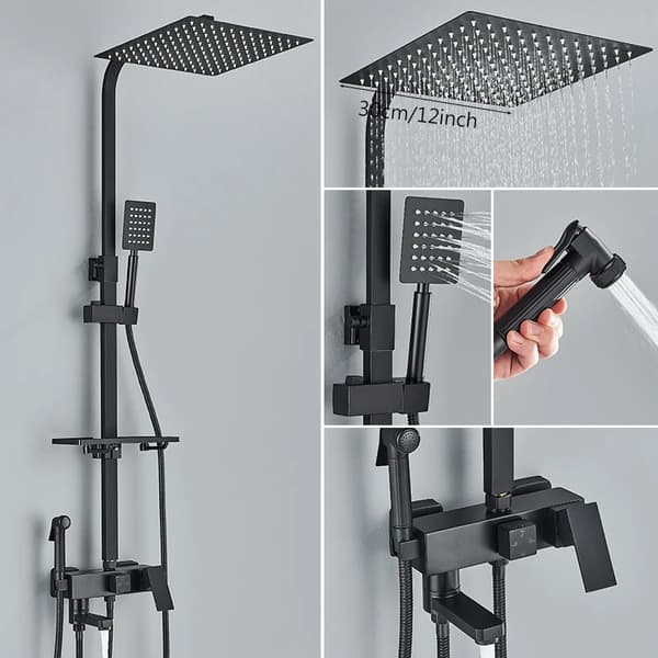 Bruserblander, Moderne Design, Holdbar Messingkonstruktion,Sort 4vejs 12 tommer