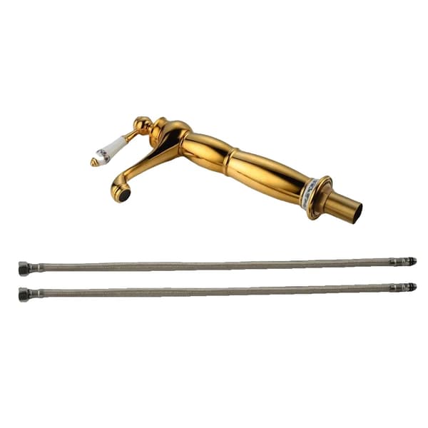 Brass Basin Vandhane, Enkelt Håndtag Design, Holdbar Keramisk Konstruktion,Guld