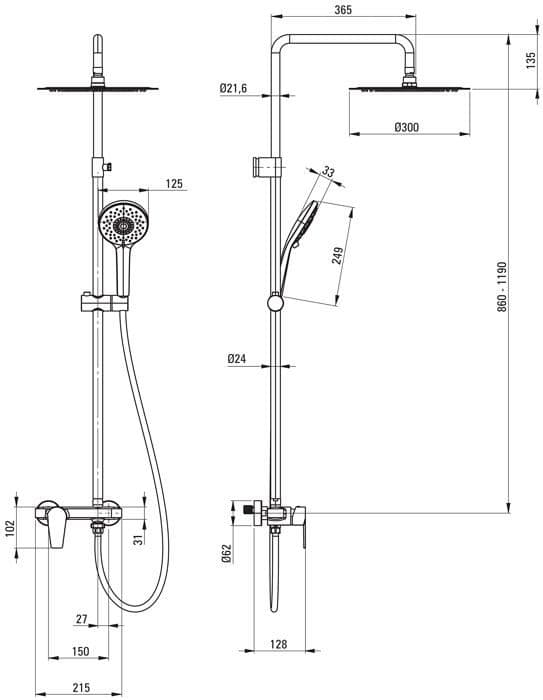 Badrumsarmatur Deante - NAC01QG - Duschsystem AGAWA () Färg: krom