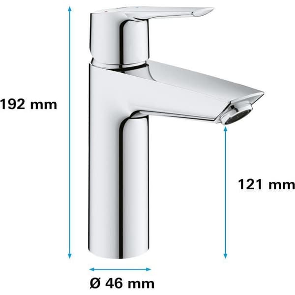 GROHE engrepps diskbänksblandare - Storlek M - Vattensparande - Krom