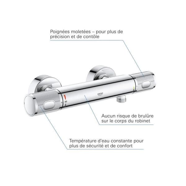 GROHE Precision Feel termostatisk duschblandare - Krom - Vattenbesparande - Metall