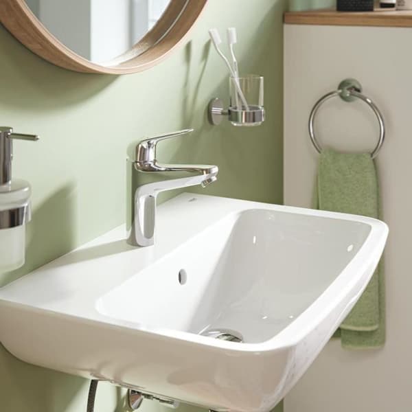 Engrepps tvättställsblandare - GROHE Swift - 24326001 - Krom - Storlek M - Vattensparande - Klick-klack avfall