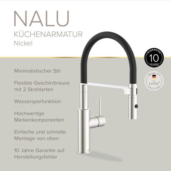 Köksblandare NALU svart och mässing matt 46070422 Lenz