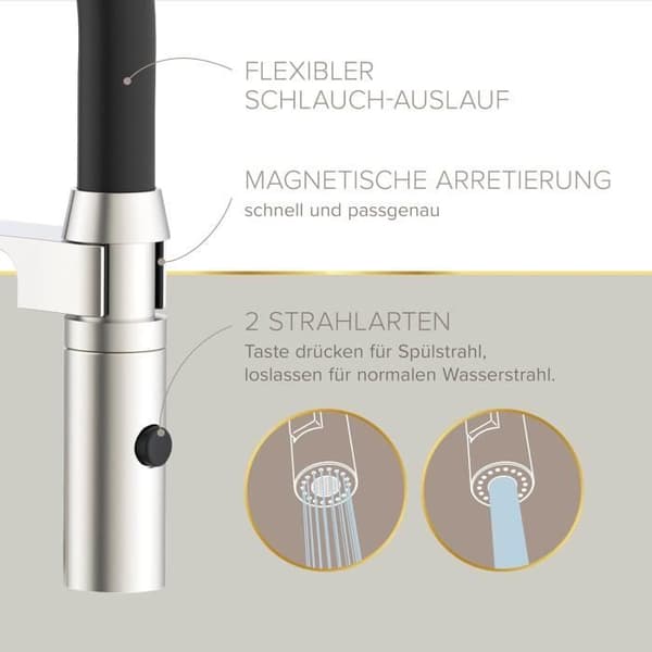 Köksblandare NALU svart och mässing matt 46070422 Lenz
