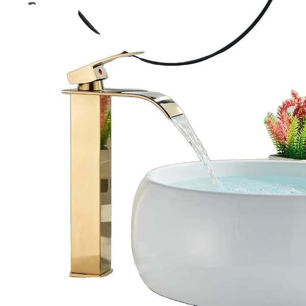 Badrumskran, Vattenfall Design, Mässingsmaterial,Hög Guld A