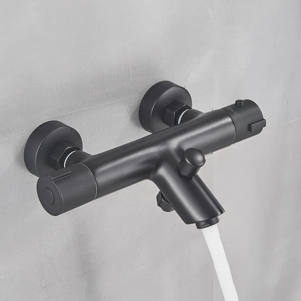 Brusearmatur med blandingsventil, termostatisk kontrol, lang tud,E