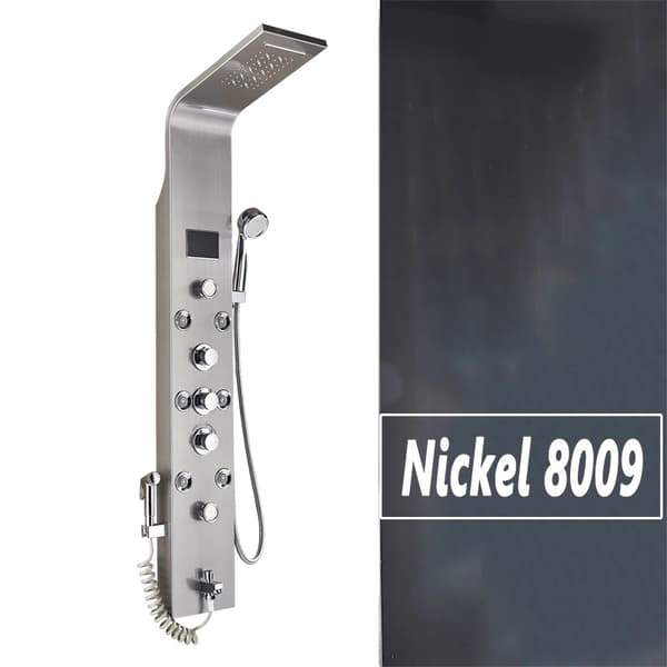 LED Brusepanel, Regnbruser, SPA Massagestråle,Børstet nikkel 8009