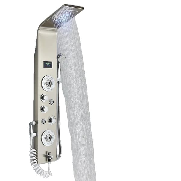 LED Brusepanel, Regnbruser, SPA Massagestråle,Børstet nikkel 8006