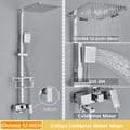Miniatyrbillede 2 af 2: Badeværelse Brusearmatur Sæt, 4 Vejs Mixer, Vægmonteret Design,3 Veje Chrome 12inch