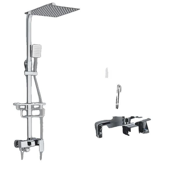 Badeværelse Brusearmatur Sæt, 4 Vejs Mixer, Vægmonteret Design,3 Veje Chrome 12inch