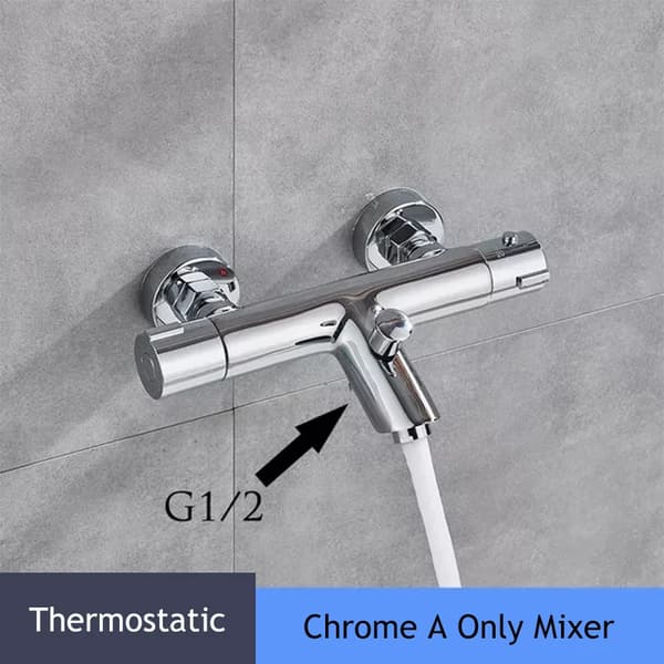 Termostatisk Brusehane Sæt, Dobbelt Håndtag Kontrol, Nutidigt Design,Chrome Mixer A