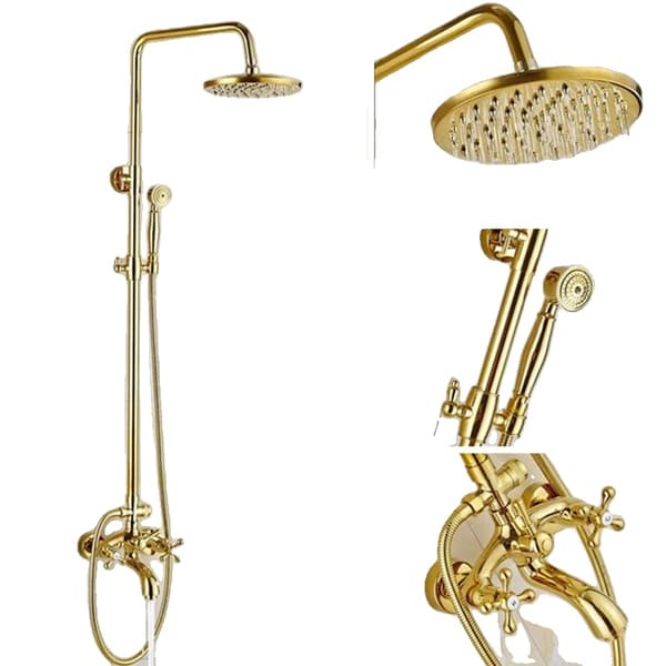 Badrum Duschblandare Set, Enkel Handtag Kontroll, Polerad eller Borstad Guld Finish, Modern Design,Polerad Guld E