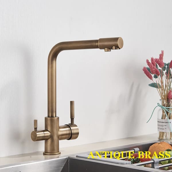 Køkkenarmatur, Design med to håndtag, Holdbart messingmateriale, Nutidig stil,Antik