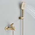 Miniatyrbillede 2 af 2: Brusebadkar Armatur, Vægmonteret Design, Enkelt Greb Betjening,Børstet Guld