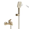 Miniatyrbillede 1 af 2: Brusebadkar Armatur, Vægmonteret Design, Enkelt Greb Betjening,Børstet Guld