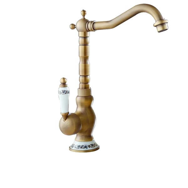 Antik Messing Vaskeskuffe, Enkelt Håndtag Design, 360 Grad Rotation,Antik Høj A
