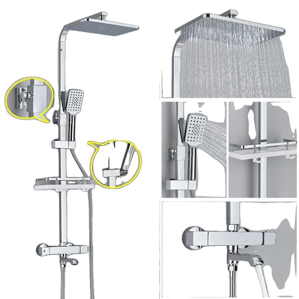 Mat Sort Brusearmatur, Termostatisk Kontrol, Holdbar Messing Kropp,Krom 3-veje