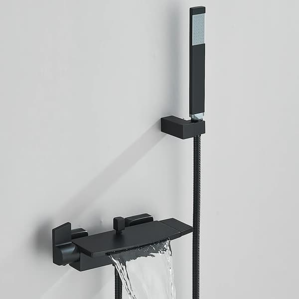 Badekar Bruserarmatur, Holdbar Keramisk Ventil, Moderne Elektroplateret Finish,Matte Sort