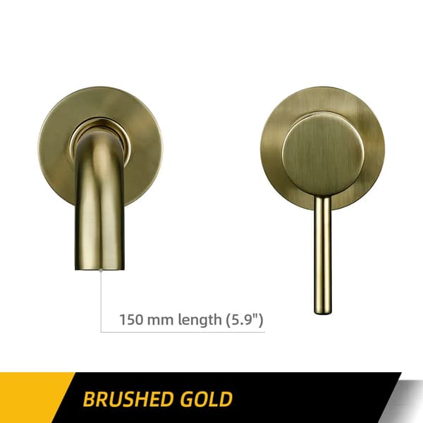 Badrum Väggmonterad Kran Set, Hållbar Mässingskonstruktion, Slät Keramisk Ventil,BG-150mm