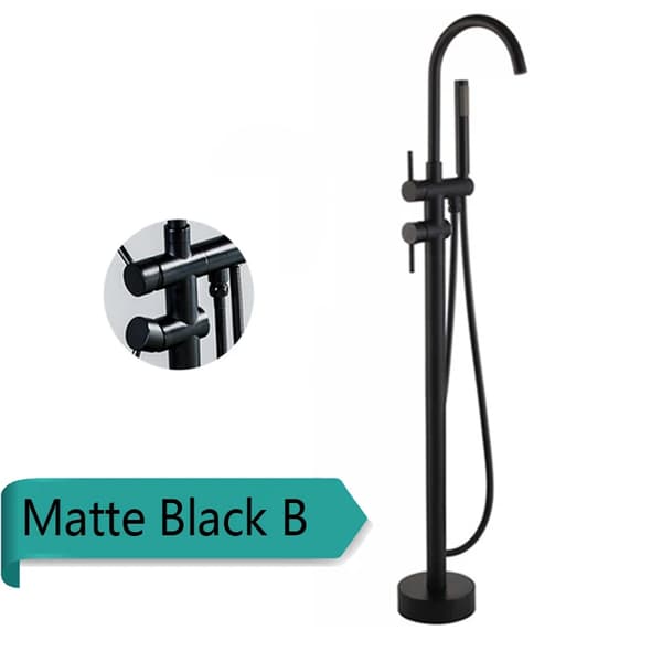 Badekar Bunden Standarmatur, Kold og Varm Kontrol, Holdbar ABS Håndbruser,Matte Sort B