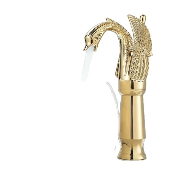 Badeværelsesvaskarmatur, Elegant Svane Design, Holdbar Messingkonstruktion,Gylden B