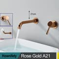 Miniatyrbillede 2 af 2: Væghængt vandhane, rosaguld finish, enkelt håndtag kontrol,Rosen Guld A21