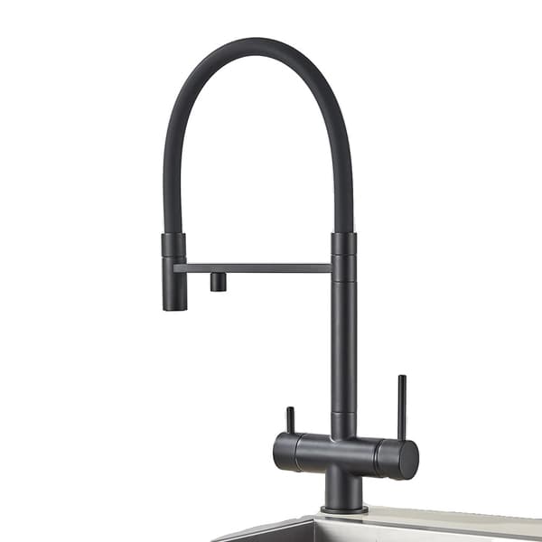 Fleksibel træk ned køkkenarmatur, dobbelt vandfunktionalitet, elegant messing finish,Matte Sort