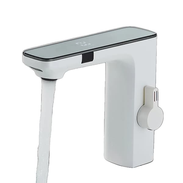 Smart vaskarmatur, LCD temperaturdisplay, berøringsfri betjening,Hvid-Sensor