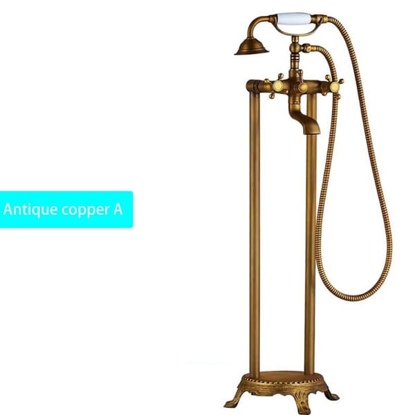 Fritstående Badekararmatur, Dobbelt Håndtag Design, Antik Kobber Finish,Antik kobber A