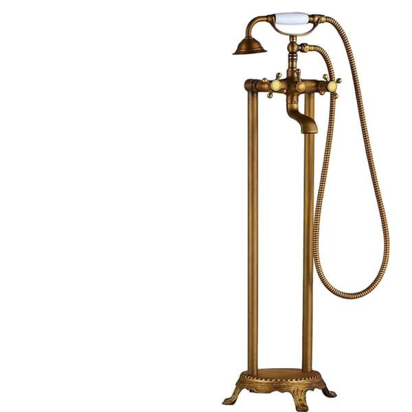 Fritstående Badekararmatur, Dobbelt Håndtag Design, Antik Kobber Finish,Antik kobber A